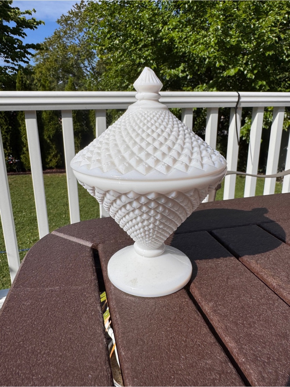 Milk Glass Decorative Covered Candy Dish - White